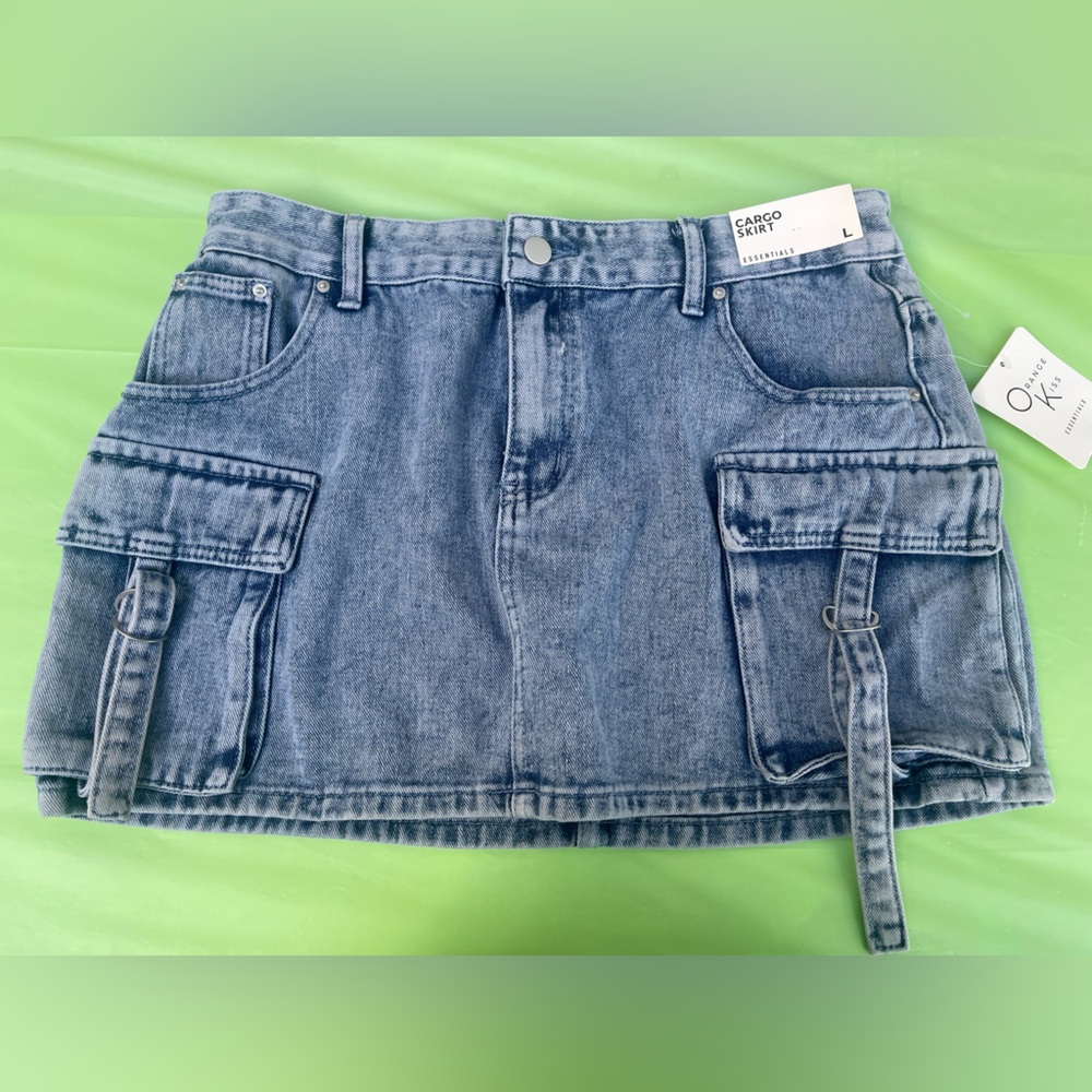Just in Denim Mini Cargo Skirt size L JUNIORS NEW WITH TAGS